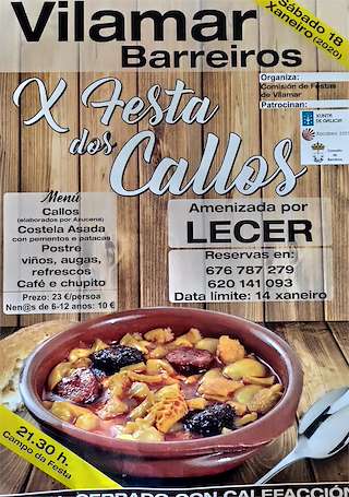 Fechas, información, programa, cartel, imágenes, mapa y ubicación de XII Festa dos Callos de Vilamar  en  Barreiros