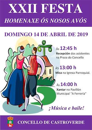 Fechas, información, programa, cartel, imágenes, mapa y ubicación de XXIV Festa Homenaxe os Nosos Avós  en  Castroverde
