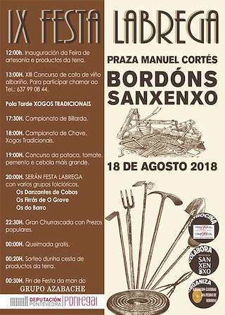 Fechas, información, programa, cartel, imágenes, mapa y ubicación de XII Festa Labrega de Bordóns  en  Sanxenxo