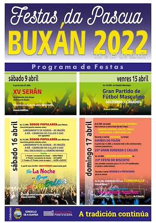 Fechas, información, programa, cartel, imágenes, mapa y ubicación de Festas da Pascua de Buxán  en  A Guarda