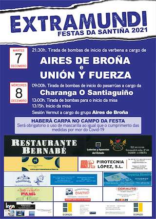 Fechas, información, programa, cartel, imágenes, mapa y ubicación de Festas da Santiña de Extramundi  en  Padrón