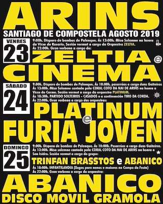 Fechas, información, programa, cartel, imágenes, mapa y ubicación de Festas de Arins  en  Santiago de Compostela