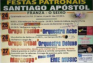 Fechas, información, programa, cartel, imágenes, mapa y ubicación de Festas de Beiramar - Santiago Apóstol de Franza (2024)  en  Mugardos