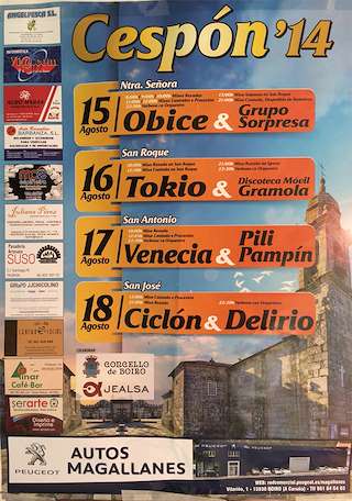 Fechas, información, programa, cartel, imágenes, mapa y ubicación de Festas de Cespón  en  Boiro