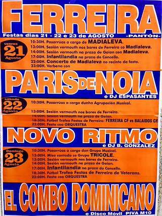 Fechas, información, programa, cartel, imágenes, mapa y ubicación de Festas de Ferreira  en  Pantón