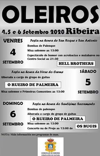Fechas, información, programa, cartel, imágenes, mapa y ubicación de Festas de Oleiros  en  Ribeira