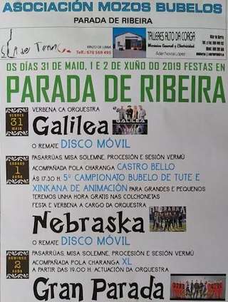 Fechas, información, programa, cartel, imágenes, mapa y ubicación de Festas de Parada de Ribeira  en  Xinzo de Limia