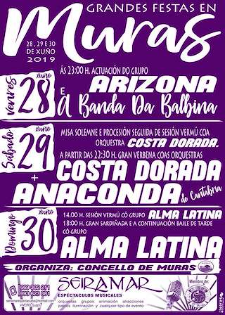 Fechas, información, programa, cartel, imágenes, mapa y ubicación de Festas de San Pedro e a Virxe do Cobre (2024)  en  Muras