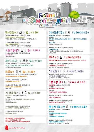 Fechas, información, programa, cartel, imágenes, mapa y ubicación de Festas de San Ramón e Santa María  en  Vilalba
