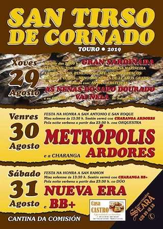 Fechas, información, programa, cartel, imágenes, mapa y ubicación de Festas de San Tirso de Cornado  en  Touro