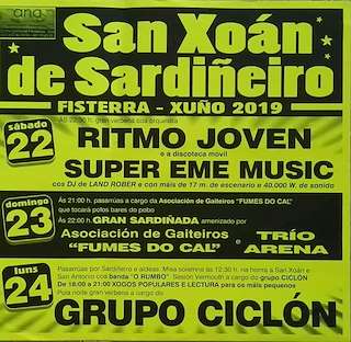 Fechas, información, programa, cartel, imágenes, mapa y ubicación de Festas de San Xoán Bautista de Sardiñeiro (2024)  en  Fisterra