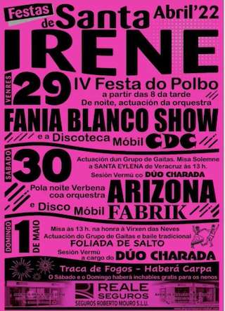 Fechas, información, programa, cartel, imágenes, mapa y ubicación de Festas de Santa Irene  en  Vimianzo