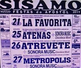 Fechas, información, programa, cartel, imágenes, mapa y ubicación de Festas do Apóstol de Sísamo  en  Carballo