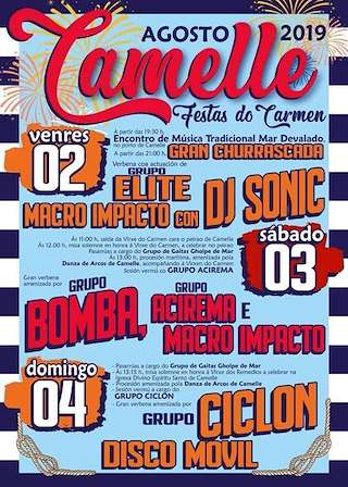 Fechas, información, programa, cartel, imágenes, mapa y ubicación de Festas do Carme de Camelle  en  Camariñas