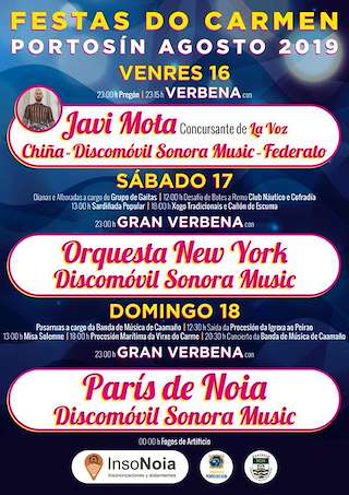 Fechas, información, programa, cartel, imágenes, mapa y ubicación de Festas do Carme de Portosin