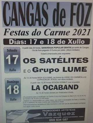 Fechas, información, programa, cartel, imágenes, mapa y ubicación de Festas do Carme e San Pedro de Cangas (2024)  en  Foz