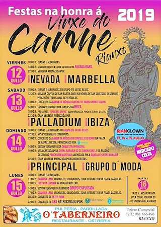 Fechas, información, programa, cartel, imágenes, mapa y ubicación de Festas do Carme (2024)  en  Rianxo