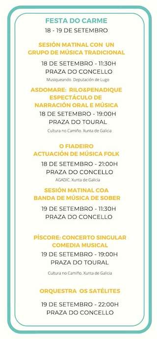 Fechas, información, programa, cartel, imágenes, mapa y ubicación de Festas do Carme  en  Sober