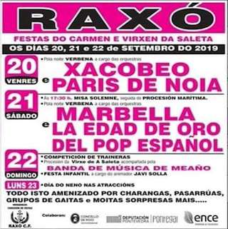 Fechas, información, programa, cartel, imágenes, mapa y ubicación de Festas do Carmen e Virxe da Saleta de Raxó  en  Poio