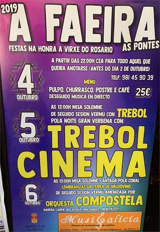 Fechas, información, programa, cartel, imágenes, mapa y ubicación de Festas do Rosario de Faeira  en  As Pontes de García Rodríguez