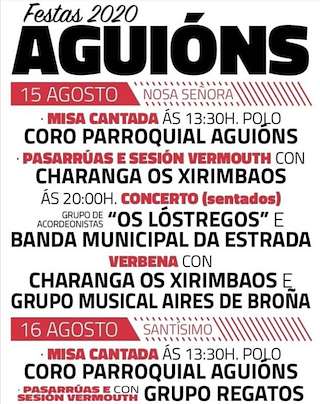 Fechas, información, programa, cartel, imágenes, mapa y ubicación de Festas Patronais de Aguions  en  A Estrada