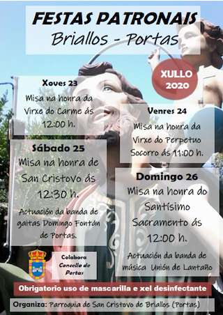 Fechas, información, programa, cartel, imágenes, mapa y ubicación de Festas Patronais de Briallos  en  Portas
