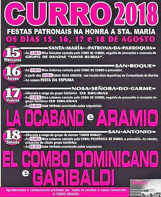 Fechas, información, programa, cartel, imágenes, mapa y ubicación de Festas Patronais de Curro  en  Barro