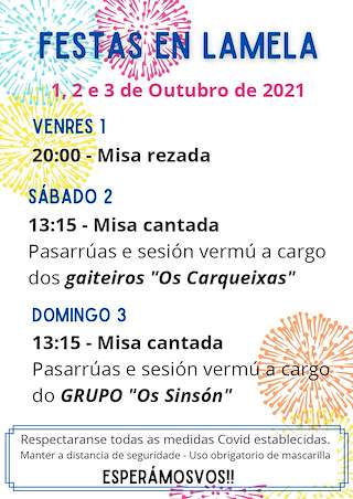 Fechas, información, programa, cartel, imágenes, mapa y ubicación de Festas Patronais de Lamela  en  Silleda