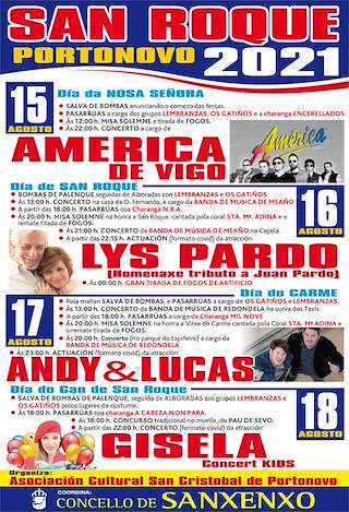 Fechas, información, programa, cartel, imágenes, mapa y ubicación de Festas Patronais de Portonovo  en  Sanxenxo