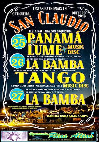 Fechas, información, programa, cartel, imágenes, mapa y ubicación de Festas Patronais de San Claudio  en  Ortigueira