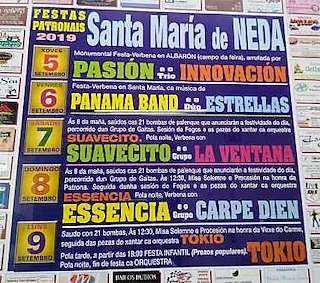Fechas, información, programa, cartel, imágenes, mapa y ubicación de Festas Patronais de Santa María  en  Neda