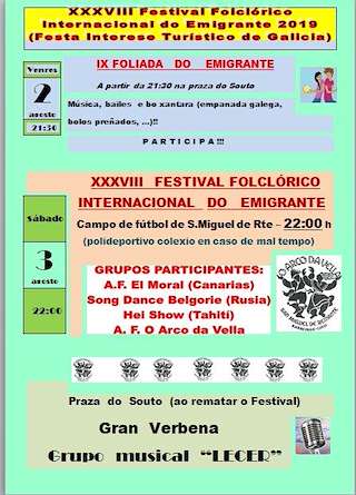 Fechas, información, programa, cartel, imágenes, mapa y ubicación de XL Festival Folclórico Internacional do Emigrante  en  Barreiros