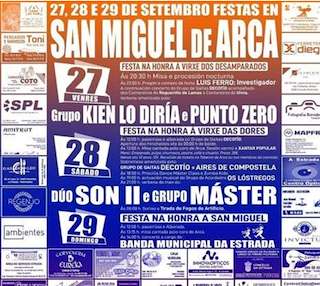 Fechas, información, programa, cartel, imágenes, mapa y ubicación de Fiestas de San Miguel de Arca  en  A Estrada