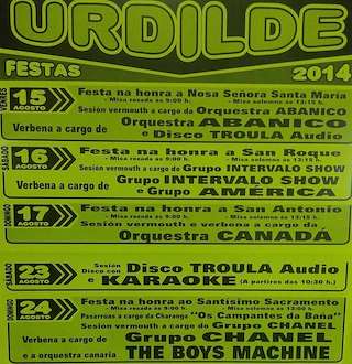 Fechas, información, programa, cartel, imágenes, mapa y ubicación de Fiestas de Urdilde  en  Rois