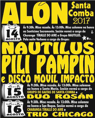Fechas, información, programa, cartel, imágenes, mapa y ubicación de Fiestas Patronales de Alón  en  Santa Comba