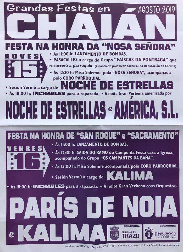 Fiestas Patronales de Chaián en Trazo
