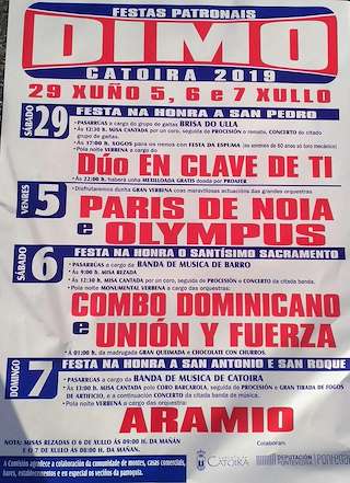 Fechas, información, programa, cartel, imágenes, mapa y ubicación de Fiestas Patronales de San Pedro de Dimo (2024)  en  Catoira