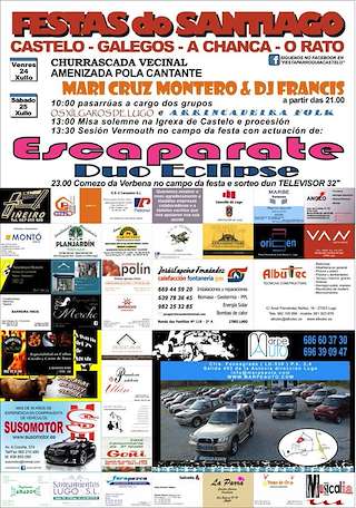 Fechas, información, programa, cartel, imágenes, mapa y ubicación de Fiestas Patronales de Santiago de Castelo  en  Lugo