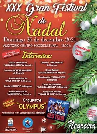 Fechas, información, programa, cartel, imágenes, mapa y ubicación de XXXI Gran Festival do Nadal  en  Negreira