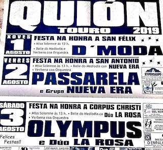 Fechas, información, programa, cartel, imágenes, mapa y ubicación de Grandes Festas de Quión (2024)  en  Touro