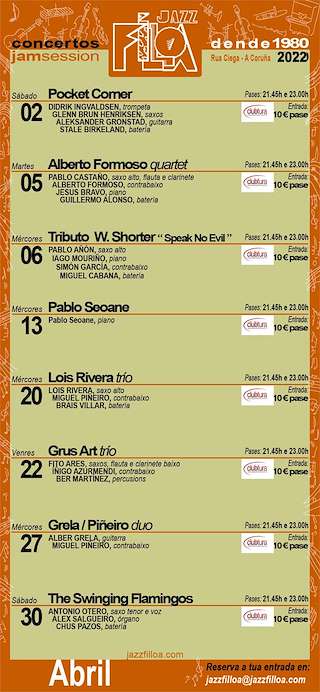 Fechas, información, programa, cartel, imágenes, mapa y ubicación de JazzFilloa  en  A Coruña