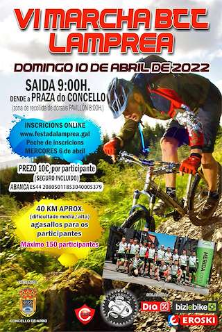 Fechas, información, programa, cartel, imágenes, mapa y ubicación de VIII Marcha BTT Lamprea  en  Arbo