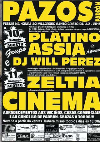 Fechas, información, programa, cartel, imágenes, mapa y ubicación de Milagroso Santo Cristo da Luz de Pazos  en  Padrón