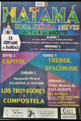 Fechas, información, programa, cartel, imágenes, mapa y ubicación de Nosa Señora das Neves de Matamá (2024)  en  Vigo