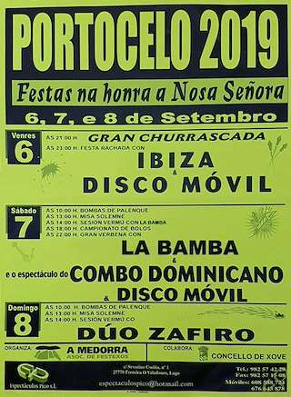 Fechas, información, programa, cartel, imágenes, mapa y ubicación de Nosa Señora de Portocelo  en  Xove