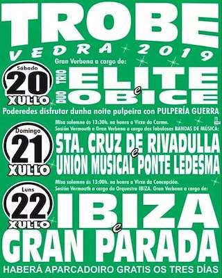 Fechas, información, programa, cartel, imágenes, mapa y ubicación de Nosa Señora do Carme de Trobe  en  Vedra