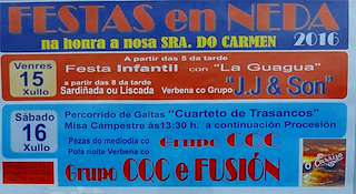 Fechas, información, programa, cartel, imágenes, mapa y ubicación de Nosa Señora do Carmen (2024)  en  Neda