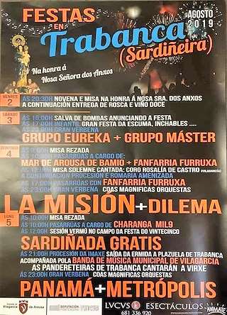 Fechas, información, programa, cartel, imágenes, mapa y ubicación de Nosa Señora dos Anxos de Trabanca Sardiñeira  en  Vilagarcía de Arousa