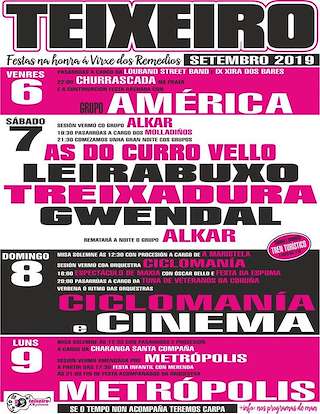 Fechas, información, programa, cartel, imágenes, mapa y ubicación de Nosa Señora dos Remedios de Teixeiro  en  Curtis