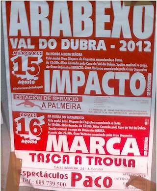 Fechas, información, programa, cartel, imágenes, mapa y ubicación de Nosa Señora e San Roque en Arabexo  en  Val do Dubra